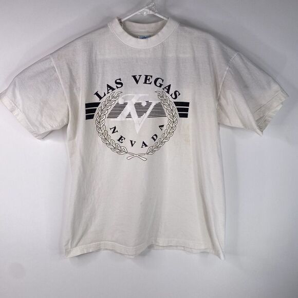 Vintage 90’s Las Vegas Nevada Mens Size Large White Anabil Tourist Shirt - Picture 1 of 8